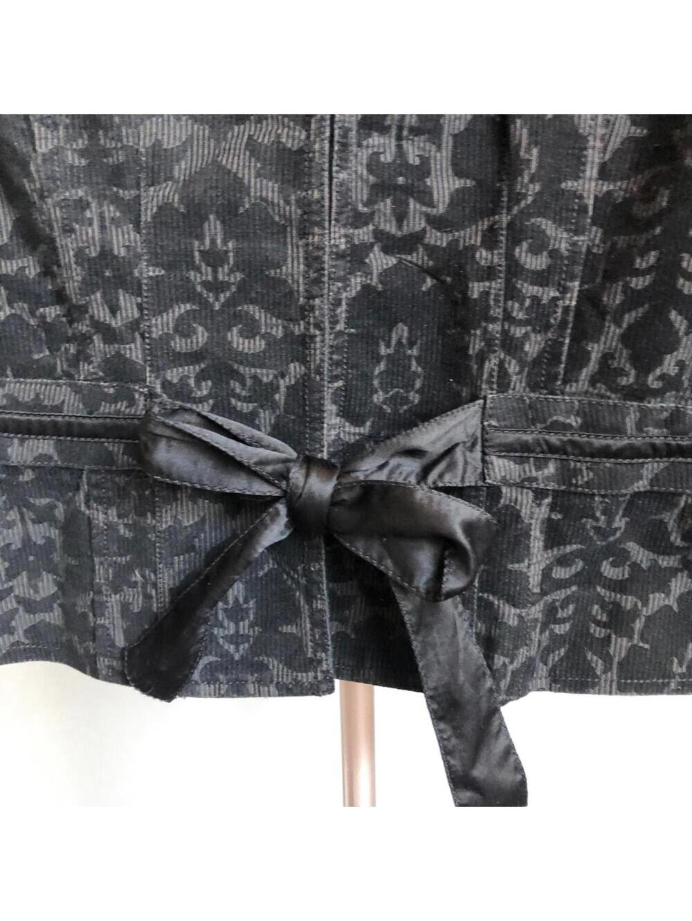 Dark Academia Free People Damask Flocked Bow Jacket Size S - Picture 3 of 8